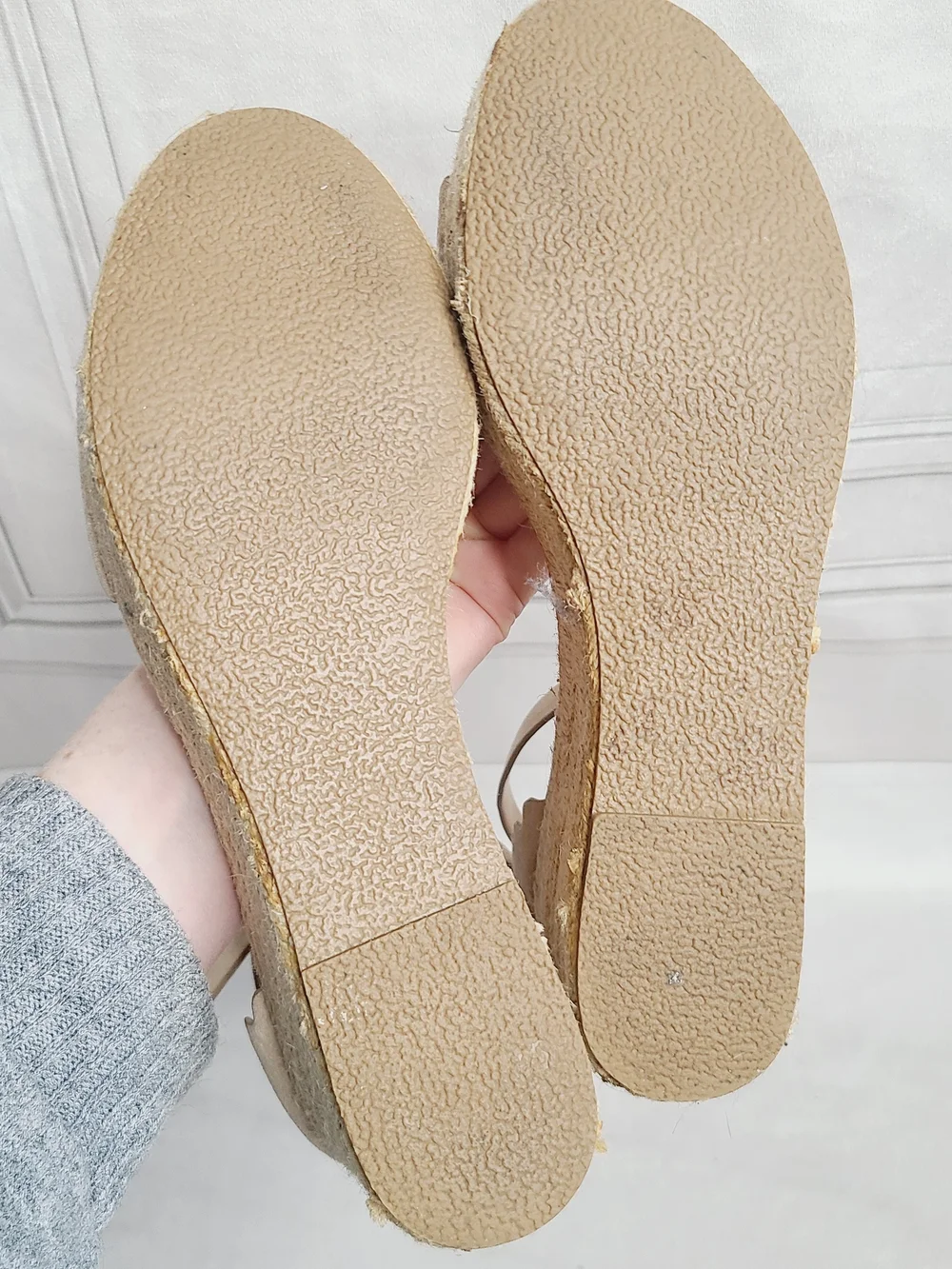 J. Crew Beige Scalloped Espadrille Wedge Sandals